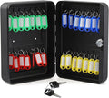 Ripeng 28-Keys Key Lock Box Wall Mount Steel Key Cabinet Lock Box Security Holder with Tags and Hooks Organizer Wall Safe Storage for Car Office Hotel House Rental Business, Black