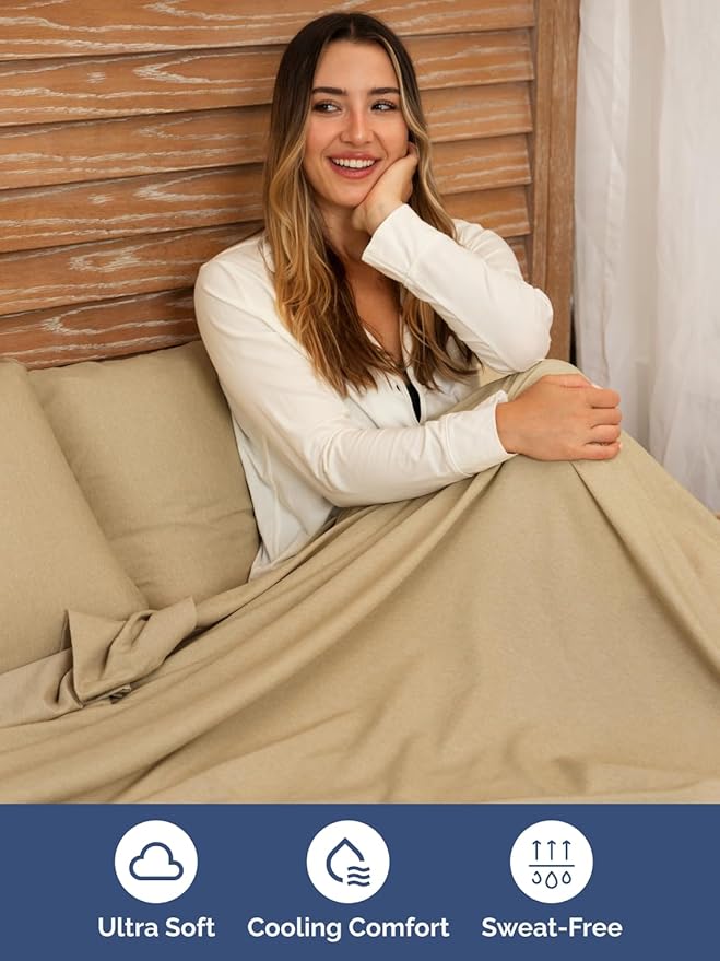Extra Deep Twin XL Sheet Set - 4 Piece Breathable & Cooling Sheets - Hotel Luxury Bed Sheets Set - Easy Fit - Soft, Wrinkle Free & Comfy Sheets Set - Heathered Tan Sheet Set with Extra Deep Pockets