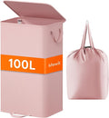 Lifewit Laundry Hamper with Lid and Removable Laundry Bag, Large Collapsible 1 Divider Dirty Clothes Basket with Handles for Bedroom, Laundry Room, Closet, Bathroom, College, 100L Pink