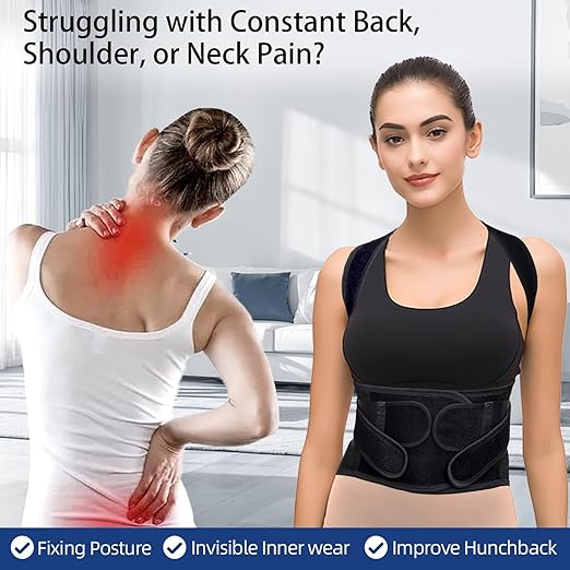 Upgraded Posture Corrector for Women & Men, Back Brace for Upper/Lower Back Pain, Herniated Disc, Sciatica，Adjustable Support & Bionic Panel M (29"-34")