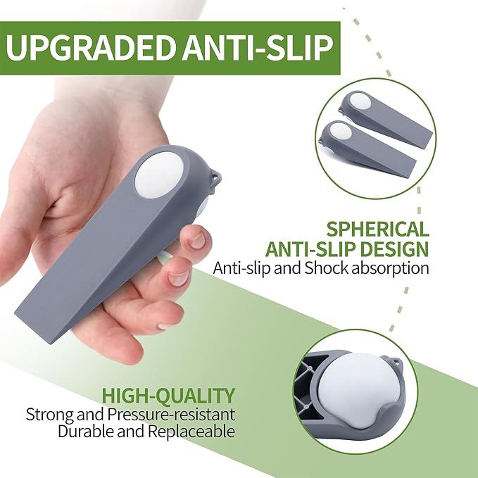 Door Stoppers for Bottom of Door, Rubber Door Stopper Wedges, Door Holders for All Types of Surfaces, 2 Pack Magic Ball Door Stops, Combo Pack, Grey and White