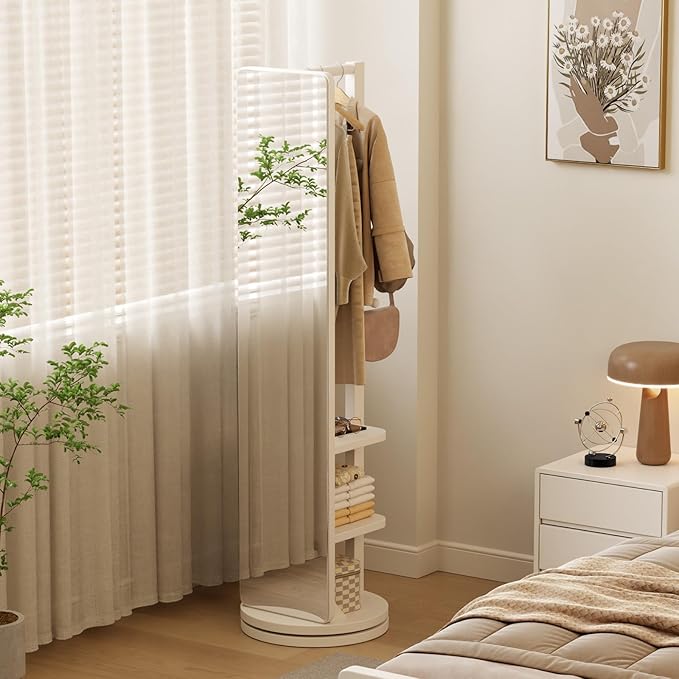 Full Length Mirror Coat Rack Solid Wood Floor Mirror 66"x12" Full Length Mirror with Stand Long Mirrors for Bedroom,Living Room