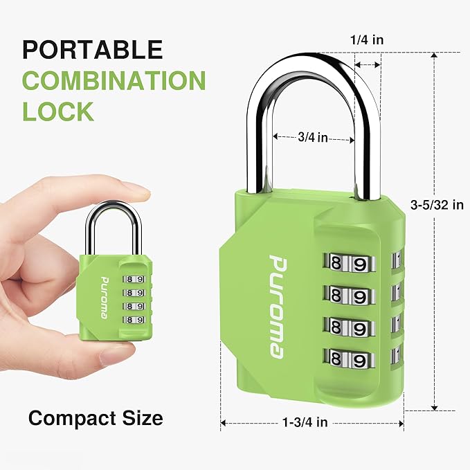 Puroma 2 Pack Combination Lock for Locker 4 Digit Outdoor Waterproof Padlock for School, Gym, Sports, Fence, Toolbox, Gate, Case, Outdoor, Hasp Storage, Cabinets (Yellow-Green)
