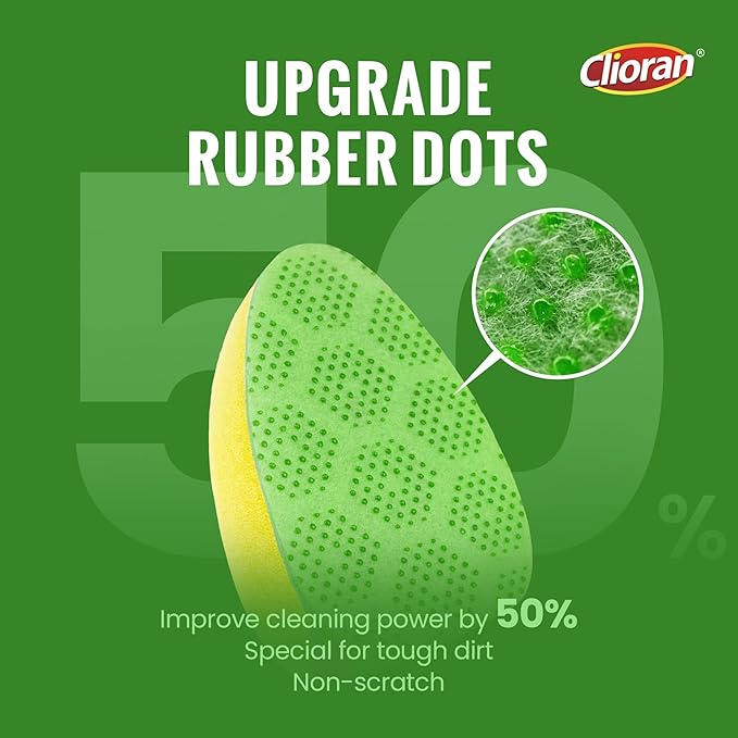 Leak Proof Dishwand Refills with Scrub Dots,Non Scratch Sponge Heads for Dish Wand,20% Thicker Heavy-Duty Scrubber Replacement,Fits Most Handles,Works with All Dish Soaps,Ideal for Kitchen