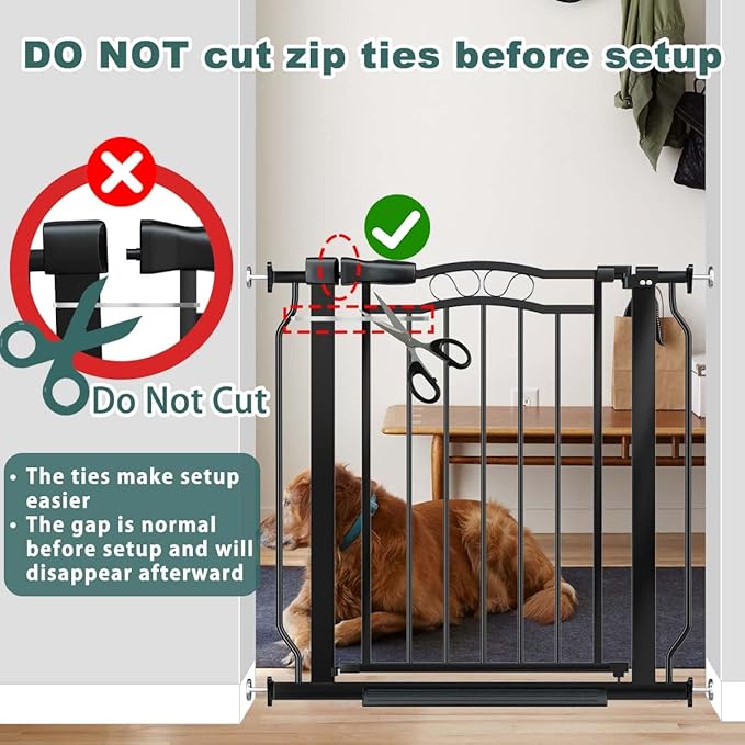 Fairy Baby 62.5"-71.6" Extra Wide Baby Gate Pressure Mount, Long Large Dog Gate Indoor Doorways Stairs, No Drill Safety Child Gate for Kids with Double Lock, Walk Thru Pet Gate for Puppy Doggy, Black