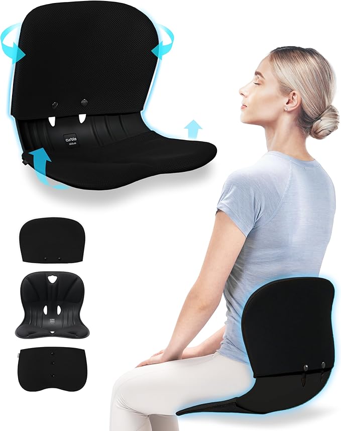 curble Wider(Standard Wide) Cover Set – Lower Back Support Chair with Detachable Cover, Lumbar Support Back Posture Corrector, Back Pain Relief (Set Black)