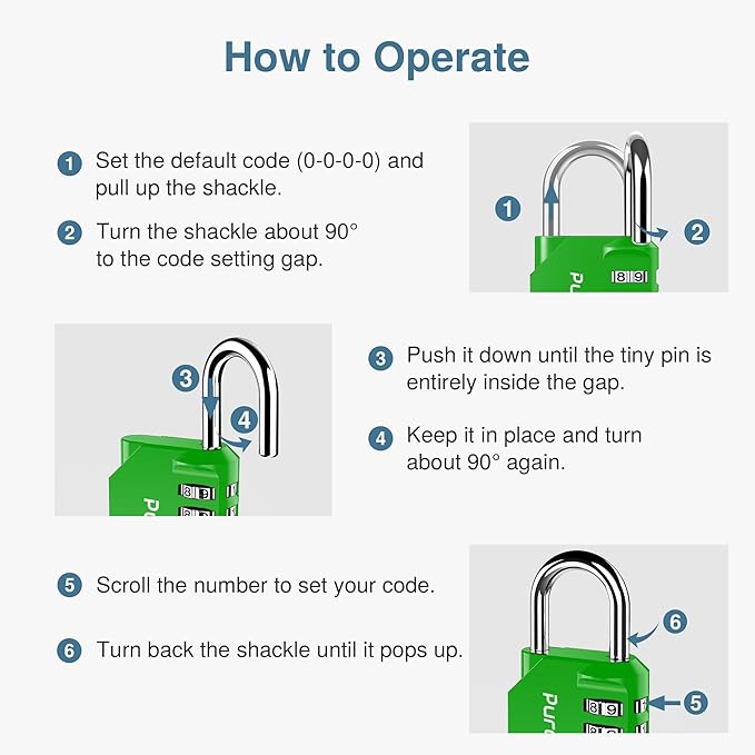 Puroma 1 Pack Combination Lock for Locker 4 Digit Outdoor Waterproof Padlock for School, Gym, Sports, Fence, Toolbox, Gate, Case, Outdoor, Hasp Storage, Cabinets (Green)
