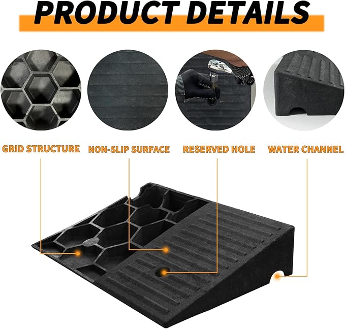 5" Threshold Ramps for Doorways 2pack, Wheelchair Ramp for Home Steps, Curb Ramp for Driveway for Shed, 7000 Lbs Load Capacity for Vehicle Motorcycle Wheelchairs Bikes Trolley Scooter