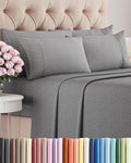 Queen 6 Piece Sheet Set - Cooling & Breathable Bed Sheets - Hotel Luxury Bed Sheets for Women, Men, Kids & Teens - Deep Pocket Bedding w/Easy Fit - Soft & Wrinkle Free - Queen Heathered Grey Sheets