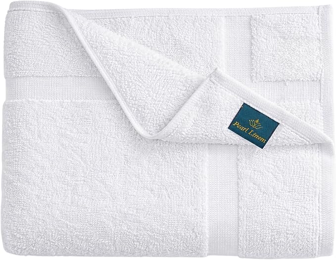 Pearl Linens Pack of 6 100% Cotton Bath Mat 18x25 inches, Soft & Absorbent Quick Dry Bathroom Mat Set, Not Bathroom Rugs, After Shower Mat, Bath Tub Mat, 687 GSM, Machine Washable, White
