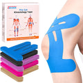 IEADEN Precut Kinesiology Tape for Knees, 10 Pcs - Knee Support & Stability, Knee Pain Relief Athletic Tape - Waterproof & Elastic, Hypoallergenic Latex-Free Tape, Blue
