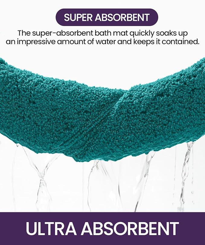 DEXI Bathroom Rugs 32x20, Washable Non Slip Bath Mat for Shower Floor, Absorbent Quick Dry Bathmat with Rubber Backing, Ultra Soft Plush Carpet for Tub, Teal