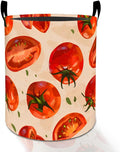 Tomato Pattern Laundry Basket Hamper for Boys Girls Kids Adults, Foldable Waterproof Oxford Clothes Storage Bin, Fresh Food Vegetable Organizer for Bedroom Bathroom Room Decor 19.7"x15.8"