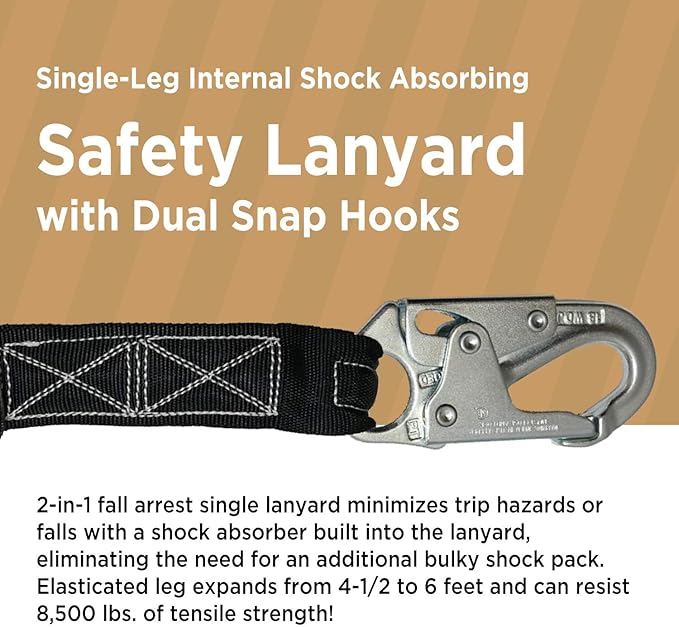 AFP Demon Comfortable Fall Protection Harness Kit – OSHA/ANSI PPE Full Body Safety Harness for Construction Work