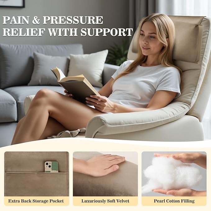 Recliner Headrest Pillow, Adjustable Comfort Neck & Head Support Pillow, Soft Velvet Non-Slip Headrest for Pain Relief & Relaxation, Ideal for Recliner, Couch, Chair, Sofa