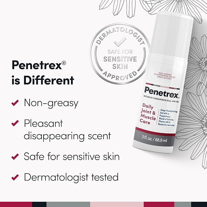 Penetrex Joint & Muscle Therapy - Soothing Gel for Back, Neck, Hands, Feet - Premium Whole Body Rub with Arnica, Vitamin B6 & MSM - 3oz Roll On Gel (2-Pack)