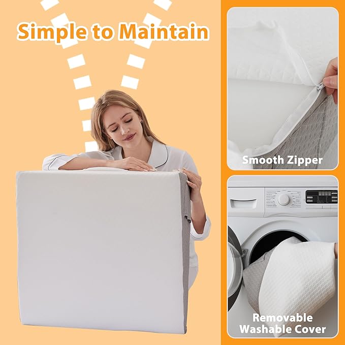 Wedge Pillow for Acid Reflux, Bed Wedge Pillow for Headboard 10", Pillow Wedge for Back Pain Relief, Post Surgery, Elevated Pillows for Sleeping, Snoring, Triangle Pillow with Cover, White