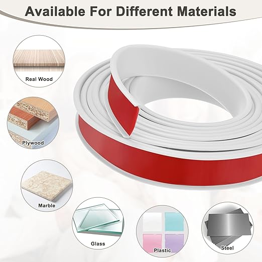 U-Shape Edge Banding, 0.98 Inch x 32.8 FT Self Adhesive Rubber Edge Trim Flexible TPE Corner Protector for Desk/Shelves/Furniture/Countertop/Table/Cabinet/Plywood [White]