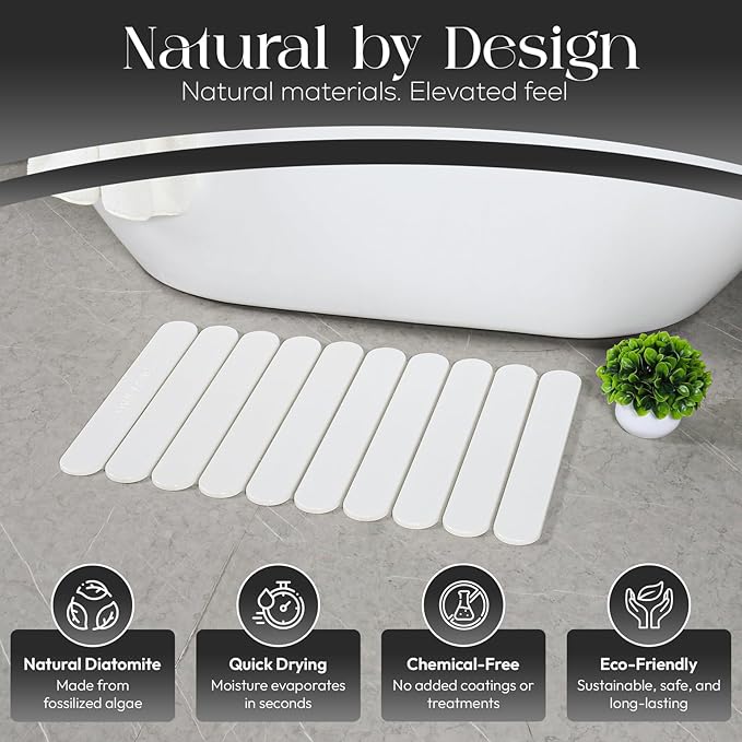 Large Stone Bath Mat (28" x 19") – Foldable Diatomaceous Earth Bath Mat for Bathroom – Quick Dry, Super Absorbent, Non-Slip, Easy to Clean – Spa-Inspired Design – Orkvane – Sandstone