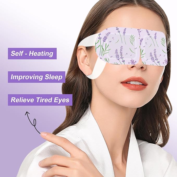Adofect 20 Packs Steam Eye Mask for Dry Eyes, SPA Warm Eye Patches for Puffy Eyes, Disposable Self Heating Eye Mask for Home, Sleep, Travel Essentials, Relief Stress Eye Fatigue (Lavender)