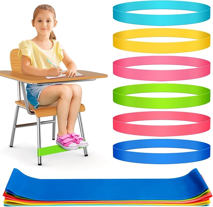 12 Pack Chair Bands for Kids with Fidgety Feet - Sensory Room Must Haves for ADHD and Autism - Classroom and Home Fidget Tools