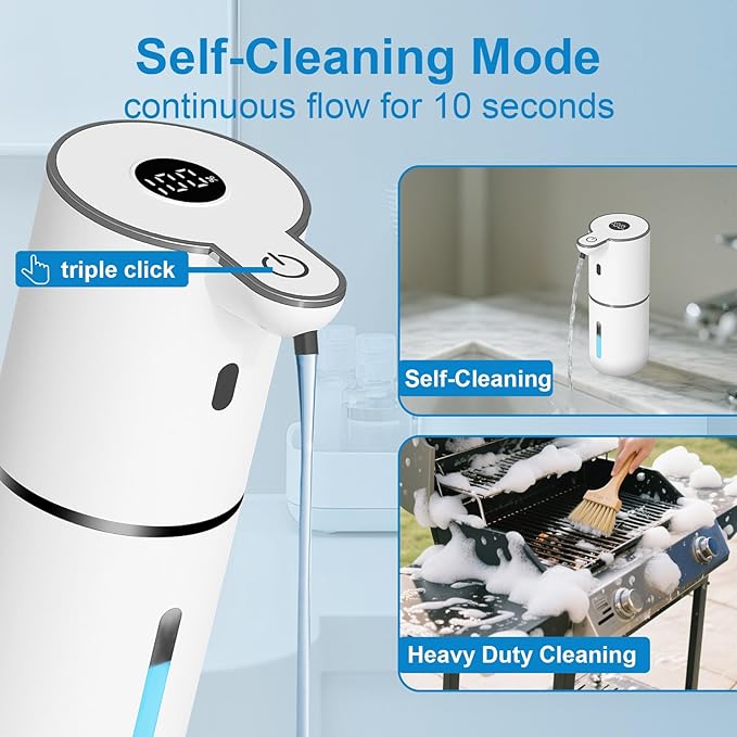 Automatic Liquid Soap Dispenser Touchless, USB Rechargeable Smart Hand Soap Dispenser, 6-Level Adjustable, 12.8oz/380mL Wall Mounted for Bathroom Kitchen Dish Soap-White