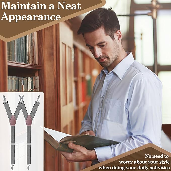 STAY GENT Y-Style Shirt Stays For Men with Non-Slip Locking Clamps and Adjustable Elastic Straps