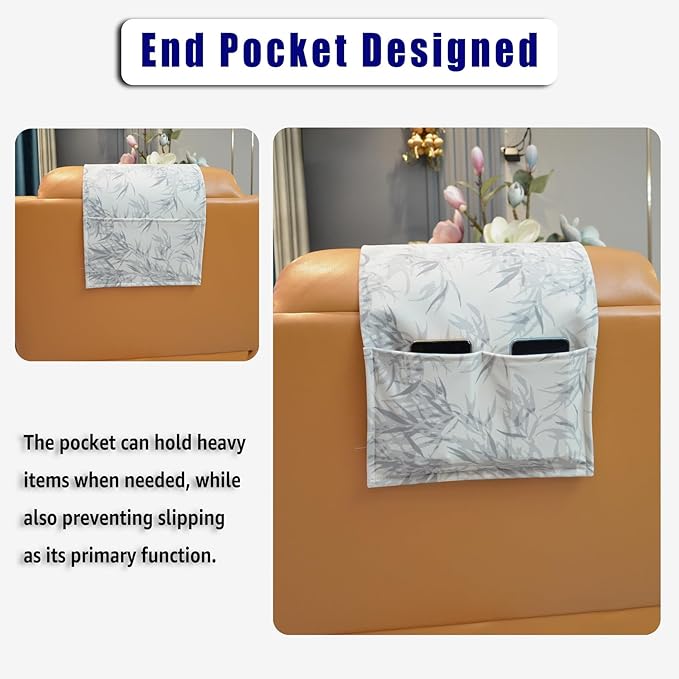 Non-Slip Head Pillow for Recliners - Neck Support Cushion with Velvet Cover for Pain Relief at Home, Office and Travel (Leaves)