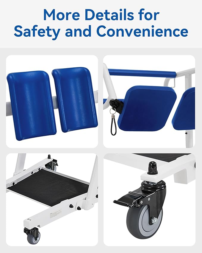 MCombo Stand Assist Patient Lift with Transfer Belt, Patient Transport Unit for Home Care and Elderly Use, 400lbs Capacity, STA446 (Blue)