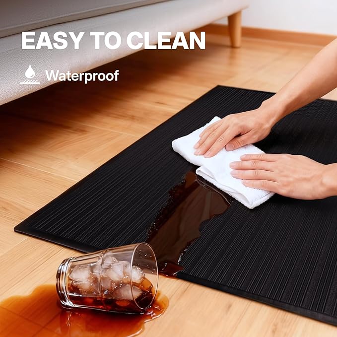 NORTHSKY Olympia Anti Fatigue Mat, Fatigue Mats for Standing, Ribbed, 12 x 3 ft, 5/8" Thick, Waterproof PU, Slip-Resistant, High-Density Memory Foam, for Garage Repair, Kitchen&Balcony