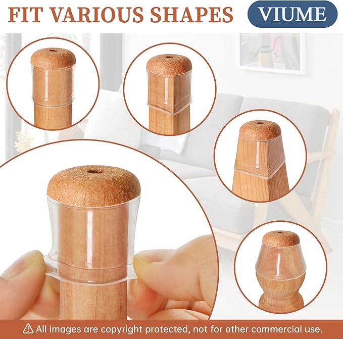 24 Pcs Chair Leg Floor Protectors for Hardwood Floors Silicone Covers to Protect Wood Tile Floors Scratches Felt Pads Furniture Leg Caps No Noise (Fit:0.5"-0.78")