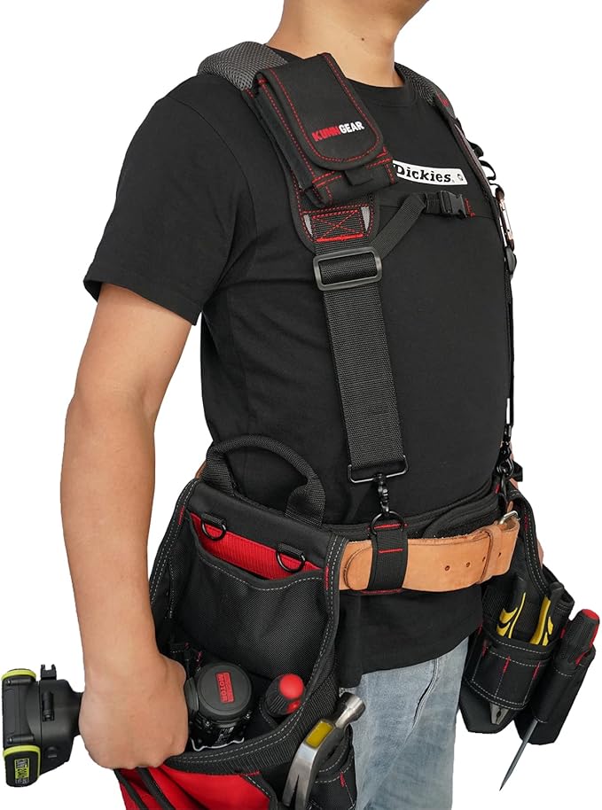 KUNN Gel-Padded Tool Belt Suspenders for Construction Work - Comfortable Support for Carpenters,Electricians & DIY