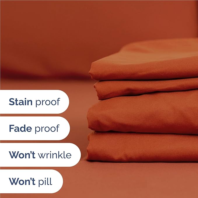 Full 6 Piece Sheet Set - Cooling & Breathable Bed Sheets - Hotel Luxury Bed Sheets for Women, Men, Kids & Teens - Bedding with Deep Pockets & Easy Fit - Soft and Wrinkle Free - Full Terracotta Sheets