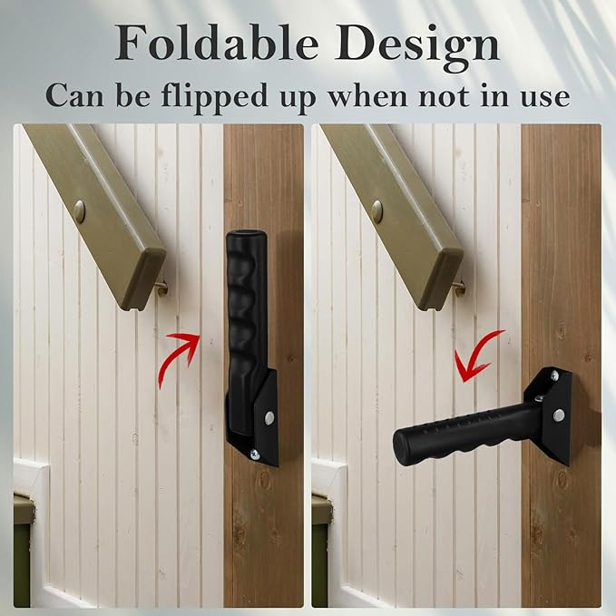 Flip Up Grab Bars for Doorway Stairs for Seniors Elderly, Garage Door Handles Stair Assistance for Elderly, Flip up Doors Grab Bar Not in The Way, Keep Steadily (Black)
