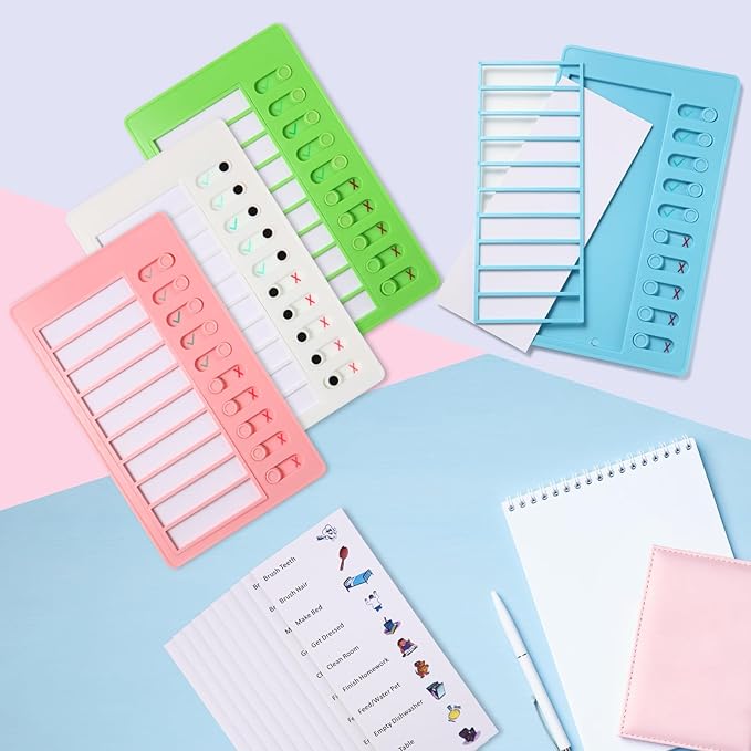 Aleric 4 Pieces Chores Chart for Kids Chore Chart, Sliding Routine Chart to Do List, My Chores RV Checklist Task Planning Board for Kids and Adults, ADHD Tools Routine Visual Schedule Reminder