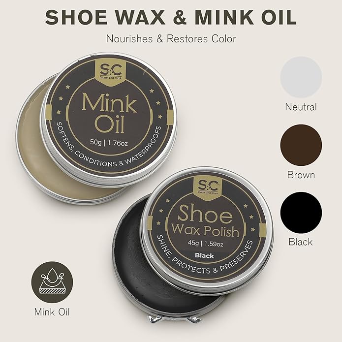 Stone and Clark Original Shoe Polish & Care Kit - Leather Shoe Shine Kit for Men & Women
