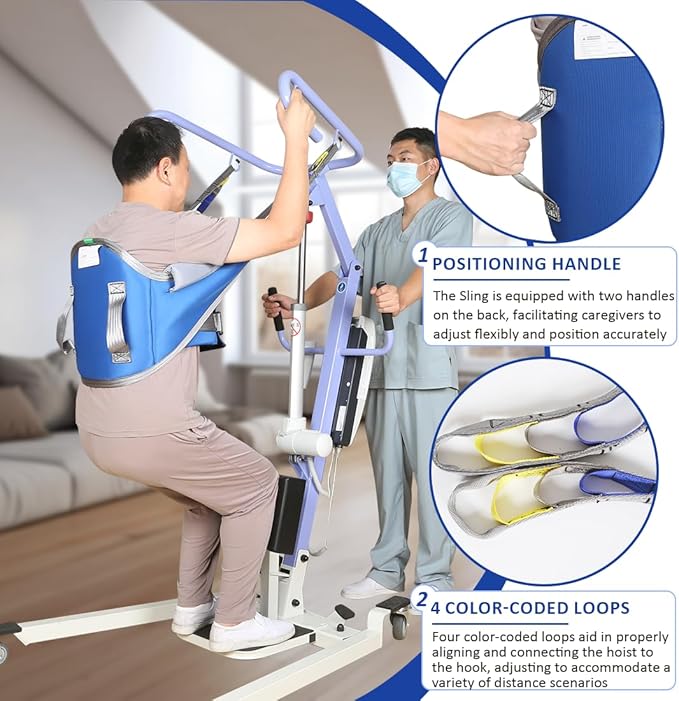 Sit to Stand Lift Patient Aid Padded Sling and Stand Assist with Back Support,Patient Lift Sling Works with Most Mobility Aids & Equipment (Medium)