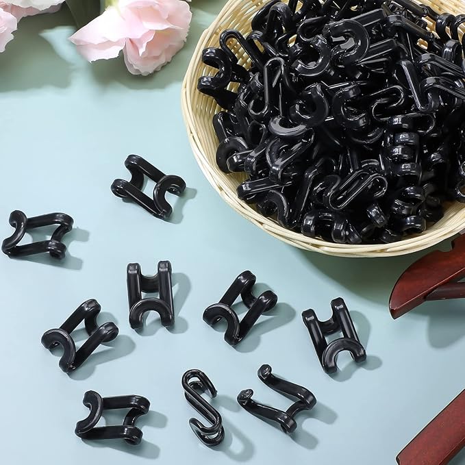 Unittype 150 Pcs Space Saving Hanger Hooks, Clothes Hanger Connector Hooks, Heavy Duty Space Saver Extender Clips for Closet Organizers (Black)