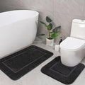 LOCHAS Bathroom Rug Set Dark Grey, Soft Bath Rug Set 2 Piece, Toilet Mat U-Shaped 20x20 and 34x20 Bath Rugs, Quickly Dry Mats for Bathroom, Tub, Washable, Super Absorbent Floor Mat