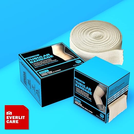 EVERLIT Elasticated Tubular Support Bandage | Stockinette Tubing for Large Arm, Knees, Legs | Light to Moderate Compression Bandage Roll For Tissue Support (Size E | 3.5" x 11 yd)