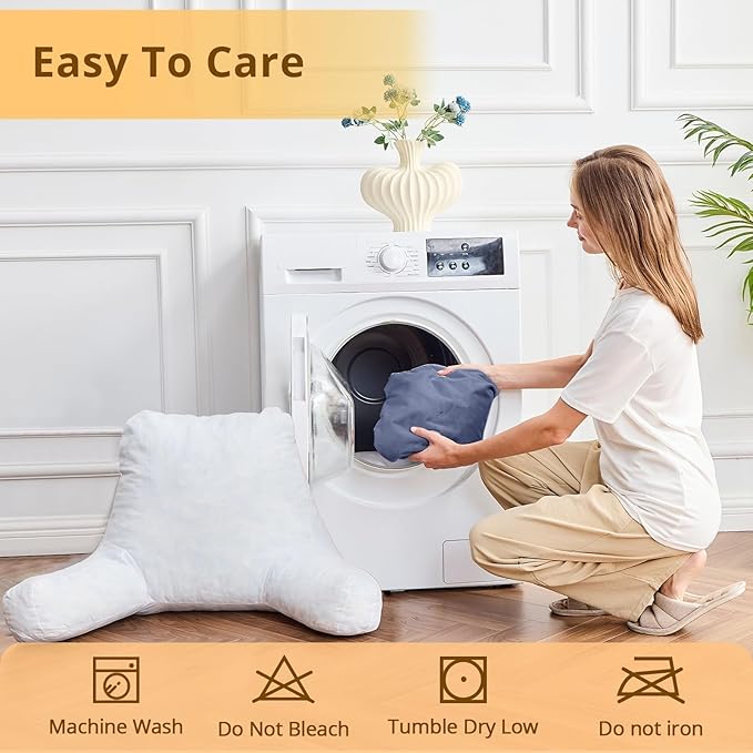 Sasttie Reading Pillow, Velvet Back Pillow for Bed Sitting Up, Adult Back-Rest Support Cushion with Arms for Sit Up on Couch, Sofa, and Floor, Dorm Essentials, Reading Accessories, Grey Purple