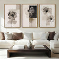 IARTTOP Framed Black Neutral Large Canvas Wall Art 16x24 Inch Minimalist Abstract White Tan Brown Flower Wall Decor Set of 3 for Living Room Bedroom Dining room