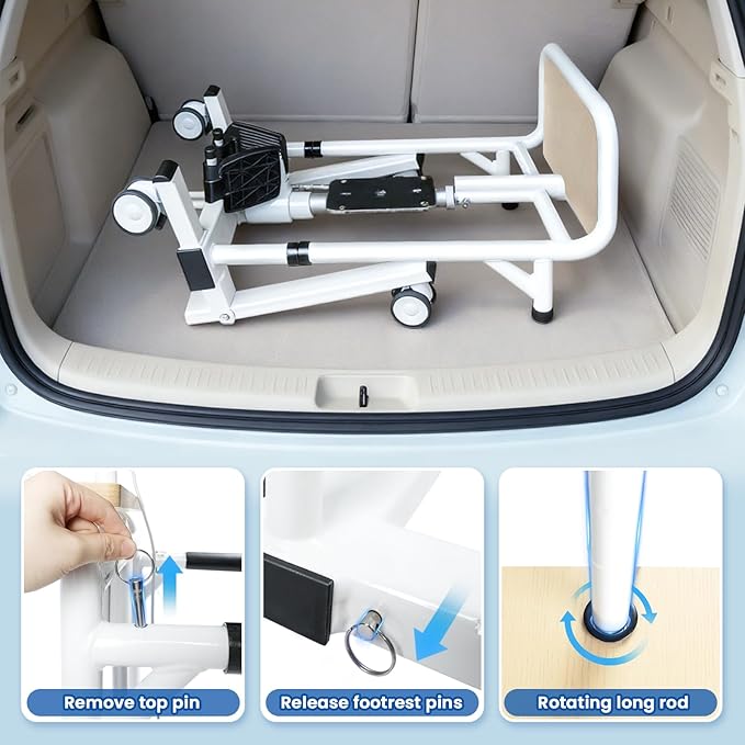 Patient Lift Transfer Chair, 5 in 1 Patient Lift Chair with 180°Split Seat, Height Adjustable Patient Transfer Chair with 4 Casters for Home Seniors Elderly, Load 450Lbs (Electric with Hanger, Silver)