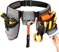 Tool Belt Magnetic for Men with 17 Pocket, 32"-46" Adjustable Heavy Duty Waist Tool Belts with Drill Holster and Hard Board Tool Pouch, Toolbelt for Electrician, Carpenter, Worker, Dad Gift