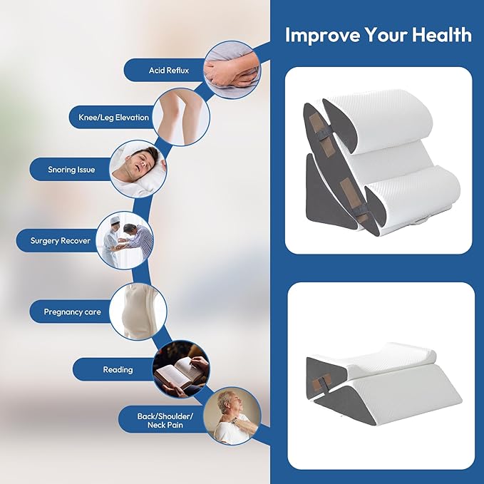6PCS Wedge Pillow Set for After Surgery, Bed Wedge Pillow Post Surgery, Wedges Pillows for Back Pain Relief, Acid Relux, Sit Up Pillow for Beds, Beds Wedges & Body Positioners, White/Grey