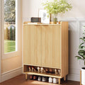 VINGLI Shoe Cabinet with Fluted Doors, 6 Tier Large Wooden Entryway Shoe Storage Cabinet with Adjustable Shelves,44.5" Tall Modern Freestanding Shoe Rack Organizer for Entryway, Hallway, Closet,Oak