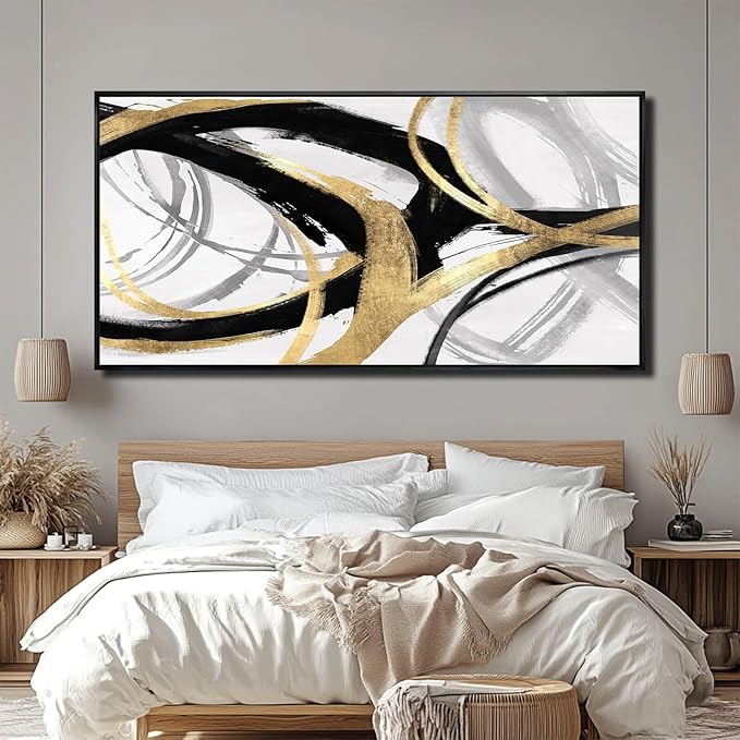 Large Canvas Wall Art Room Decor Framed Wall Art Abstract Line Paintings Home Decoration for Living Bedroom Office 30 x 60 Inch