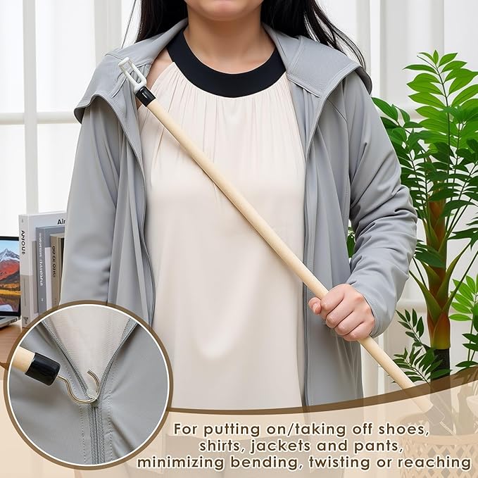 Geelin 6 Pcs 27'' Long Dressing Stick for Elderly Disabled Limited Mobility Dressing Aid for Pants Shoes Socks Shirts Daily Living Aid Hip Replacement Nursing Home Essential Items