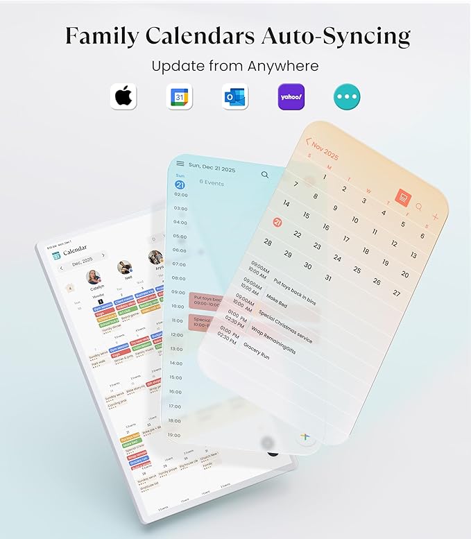 Cozyla Digital Calendar+ 2: 32 inch Wall Planner Touch Screen Chore Chart Customize Dashboard Smart Electronic Calendar for Family Schedules Meal Planner Support Any Google Play App Wall Mount White