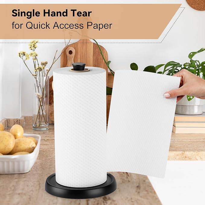 Paper Towel Holder Countertop Kitchen Roll Holder, Premium Stainless Steel for Kitchen Roll Organize, Double Ratchet Mechanism for Kitchen Bathroom Farmhouse Essentials Decor Accessories